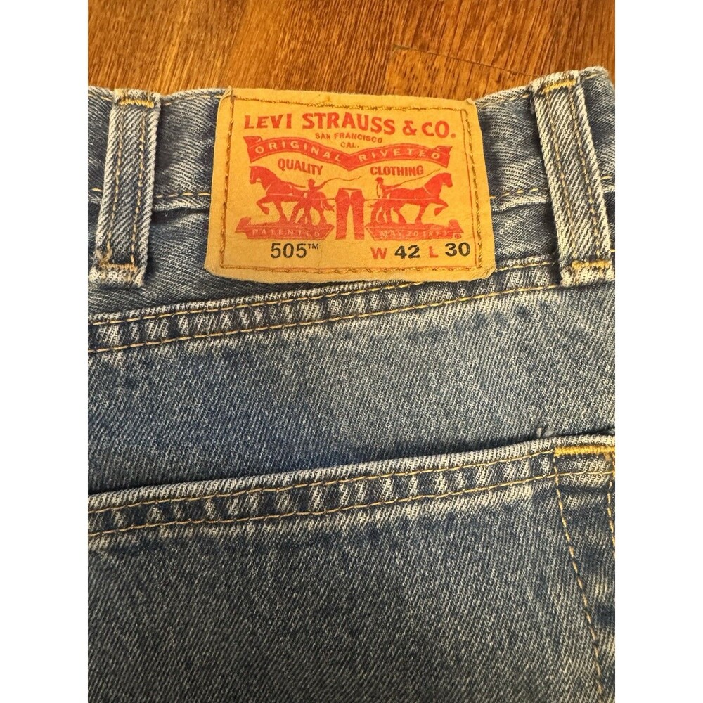 Levi's 505 Mens Blue Denim Jeans Straight Fit Regular Mid Rise Medium Wash